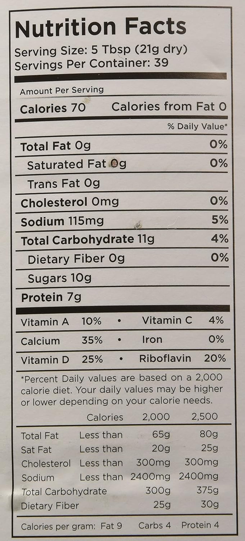 Country Fresh Instant Nonfat Dry Milk Powder, 39 Servings, 20 Year Shelf Life, Gluten Free - Canned Vitamin-Fortified Nonfat Milk Powder for Baking and Emergency Food Supplies