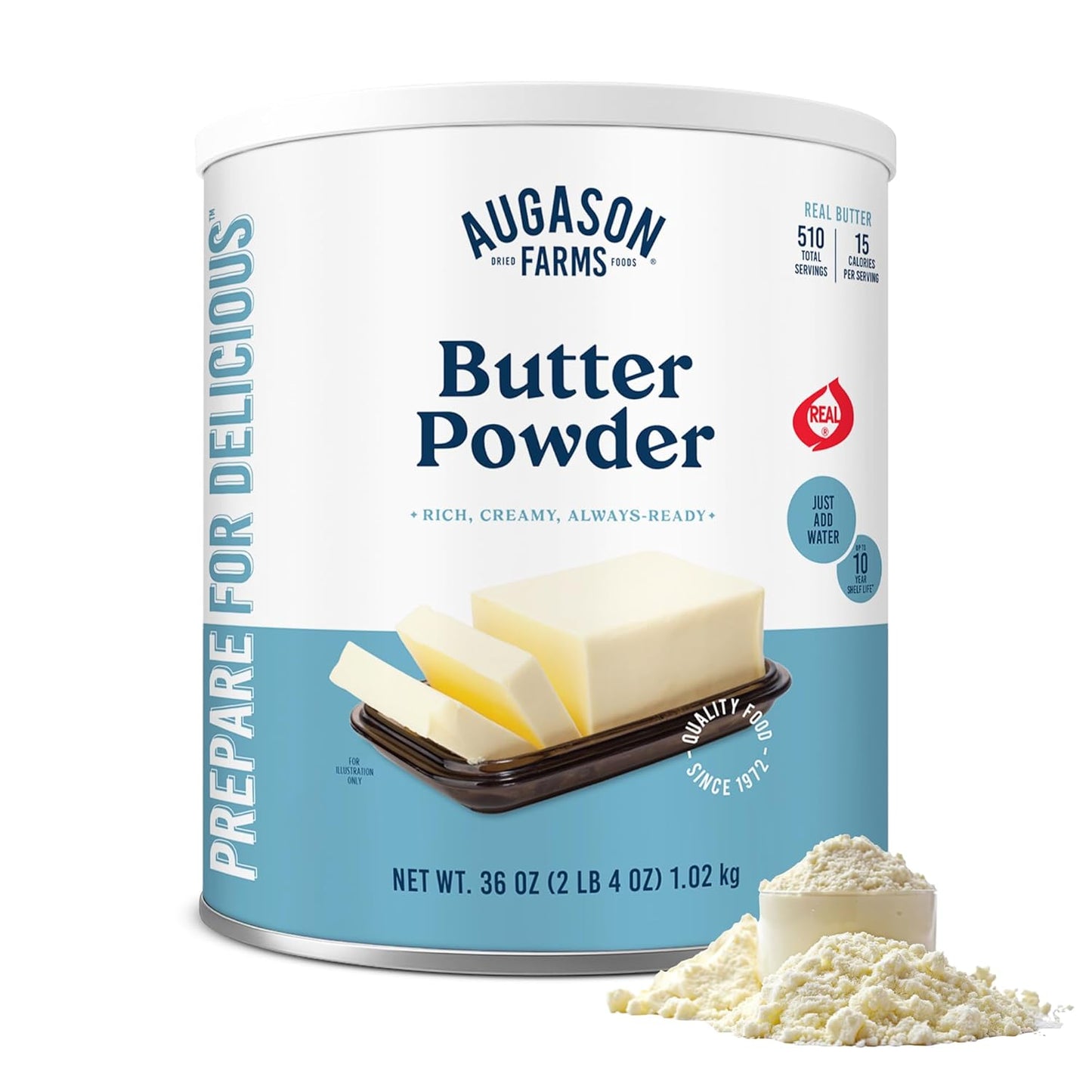 Butter Powder Mix Can Emergency Food Supply, 510 Servings, 10 Year Shelf Life, Certified Gluten Free, Made with Real Milk, 15 Calories per Serving - Dry Butter Powder Blend, Ingredient for Baking and Cooking