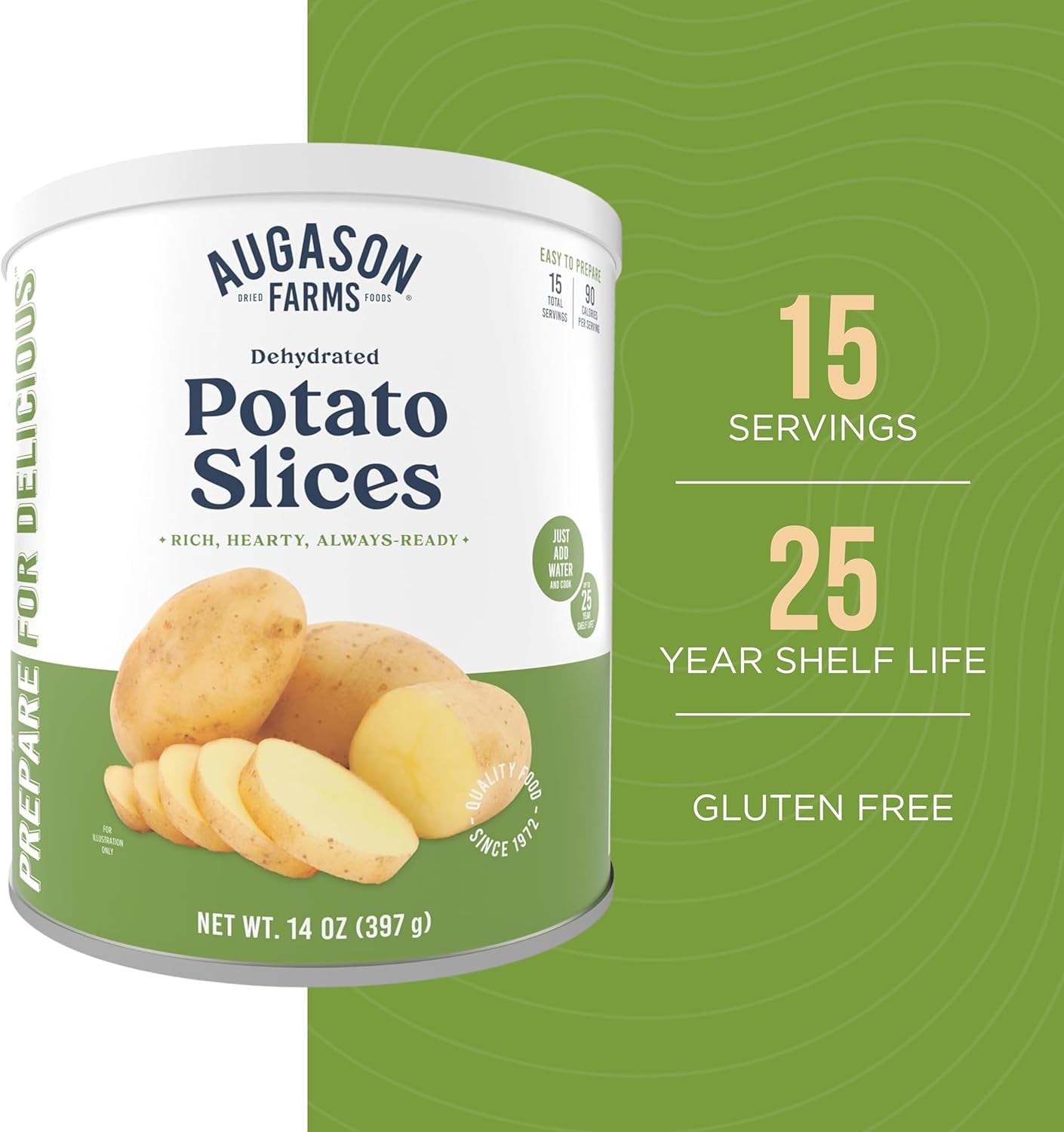 Dehydrated Potato Slices Emergency Food Supply, 15 Servings, 25 Year Shelf Life, Certified Gluten Free Sliced Potatoes - Dehydrated Meals, Survival Food Camping Essentials Can