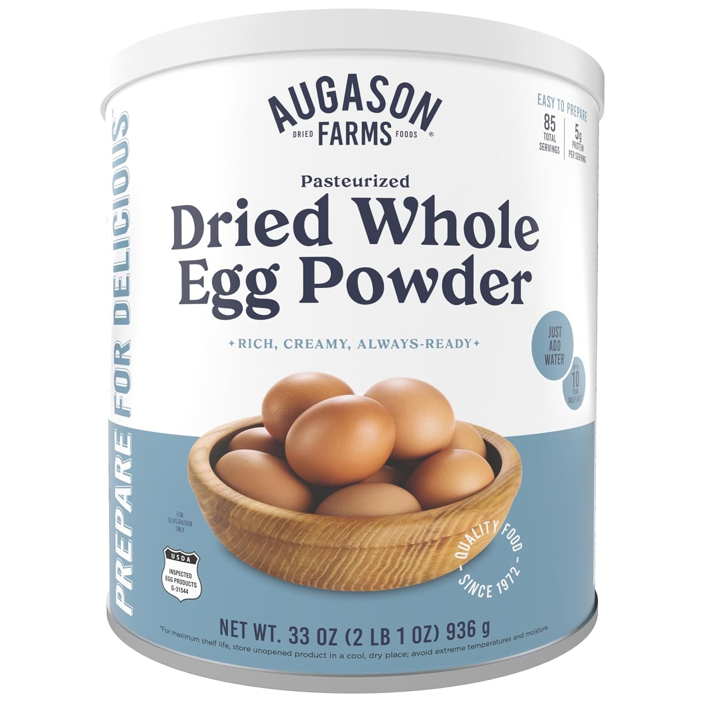 Dried Whole Egg Powder Can - Pasteurized Eggs for Kitchen Use, Baking Meals & Daily Use - Emergency Food Storage - Long Shelf Life Powdered Eggs - 85 Servings
