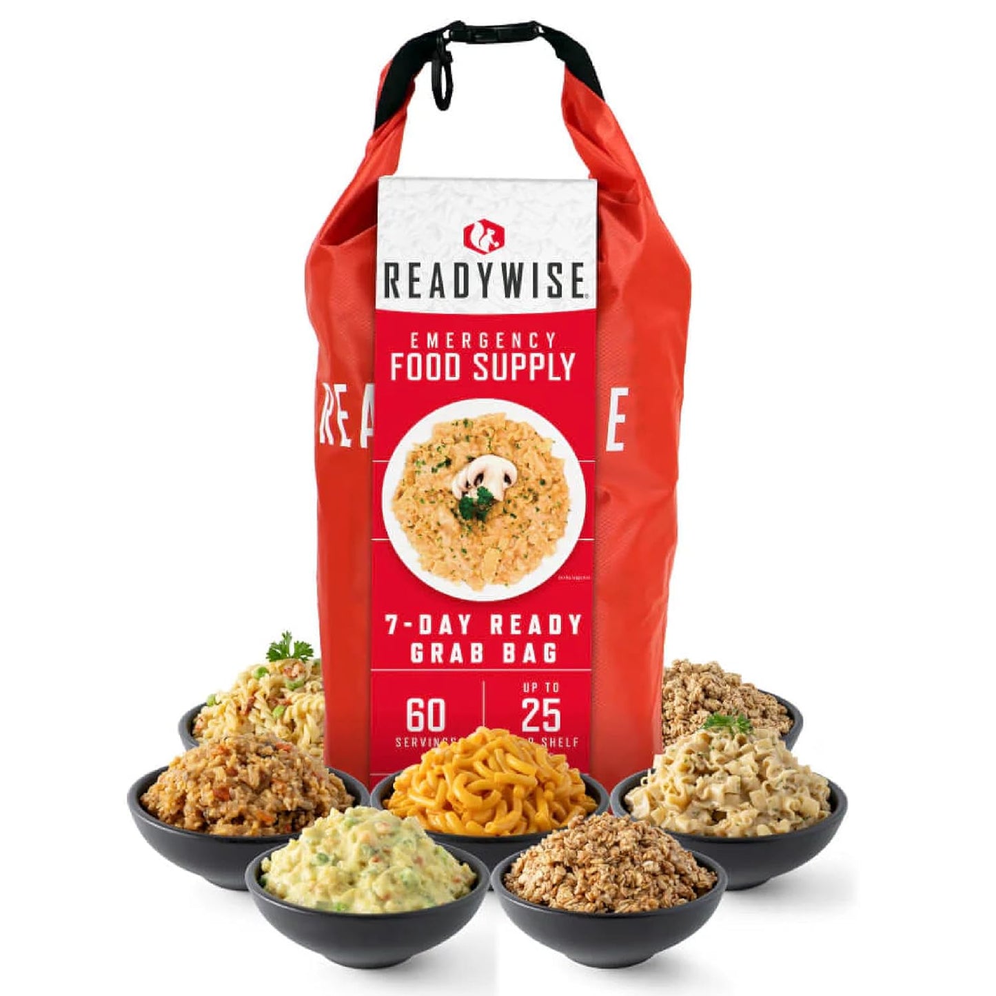 7 Day Emergency Food Supply – 60 Servings Grab Bag, Camping Essentials, Freeze Dried Survival Food Kit & Dehydrated Meals, Prepper Bug Out Bag & Hurricane Supplies, up to 25 Year Shelf Life