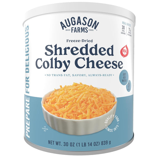 Freeze Dried Shredded Colby Cheese Can, Emergency Food Supply, Everyday Meals, 30 Servings