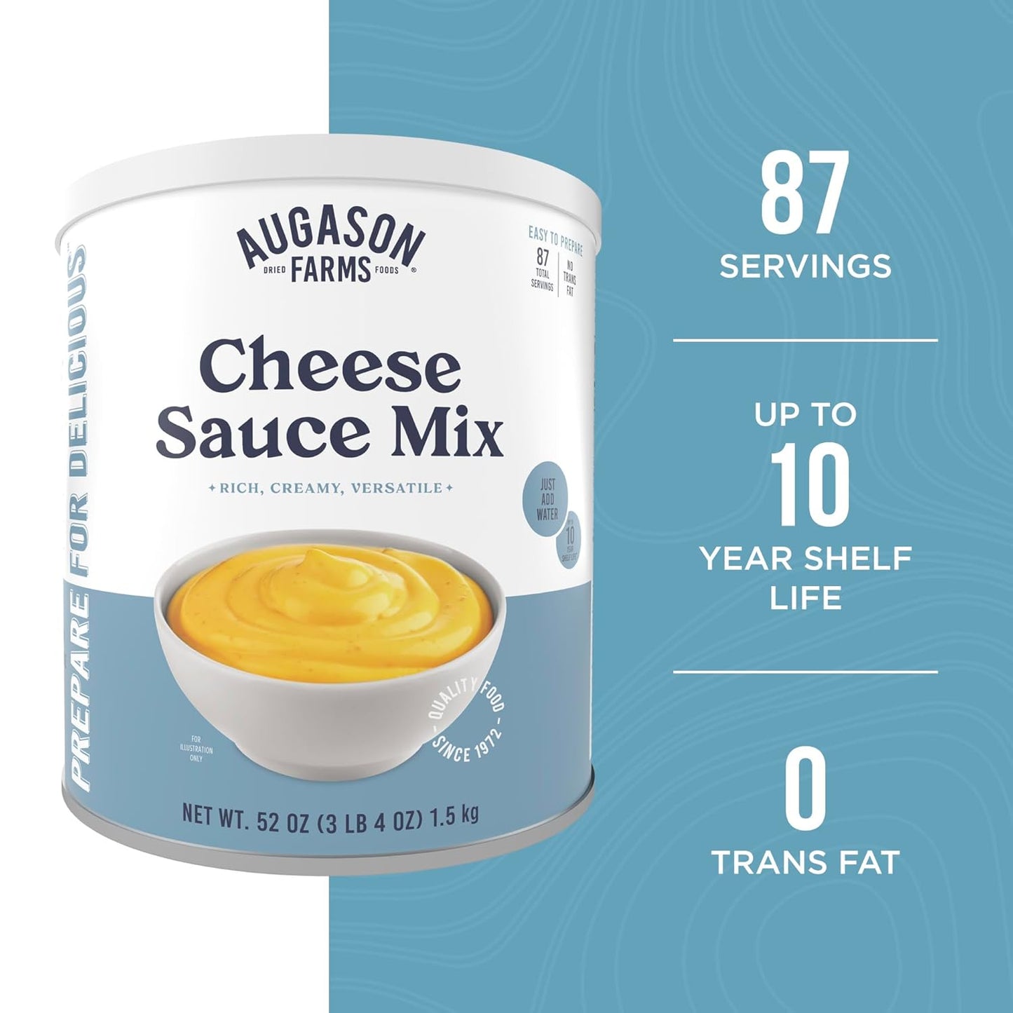 Cheese Sauce Mix Can Emergency Food Supply, 87 Servings, 10 Year Shelf Life - Shelf Stable Cheddar Cheese Powder Canned Food