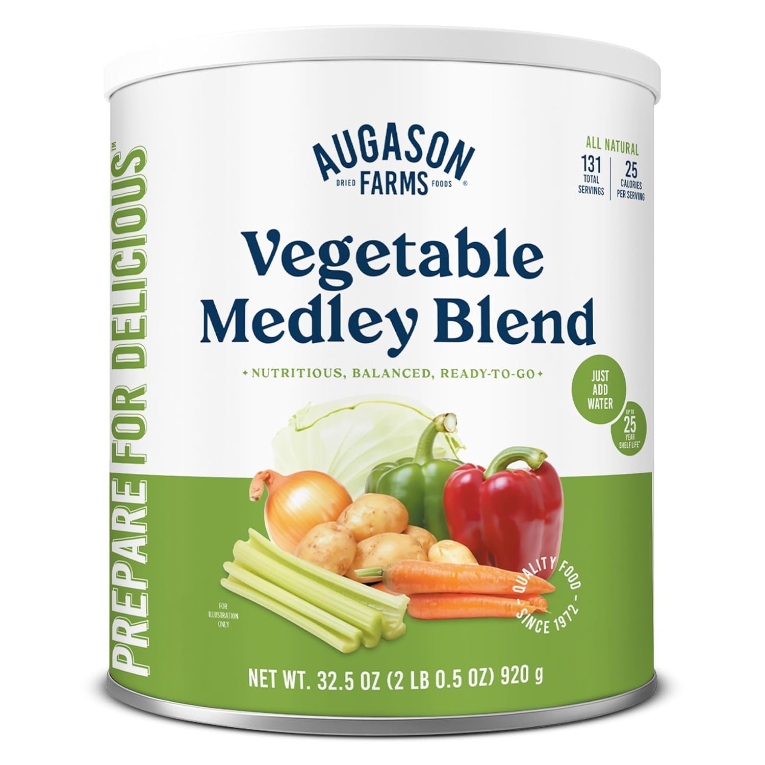 Vegetable Medley Blend Can - Dehydrated Mixed Veggies - Gluten Free Emergency Food Supply with Long Shelf Life for Survival, Disaster Prep & Everyday Meals - 131 Servings