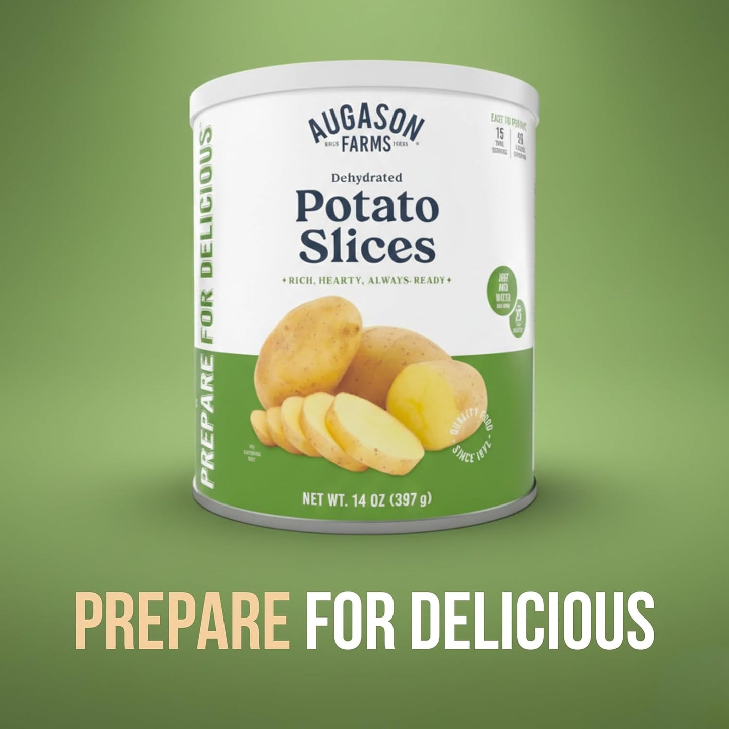 Dehydrated Potato Slices Emergency Food Supply, 15 Servings, 25 Year Shelf Life, Certified Gluten Free Sliced Potatoes - Dehydrated Meals, Survival Food Camping Essentials Can