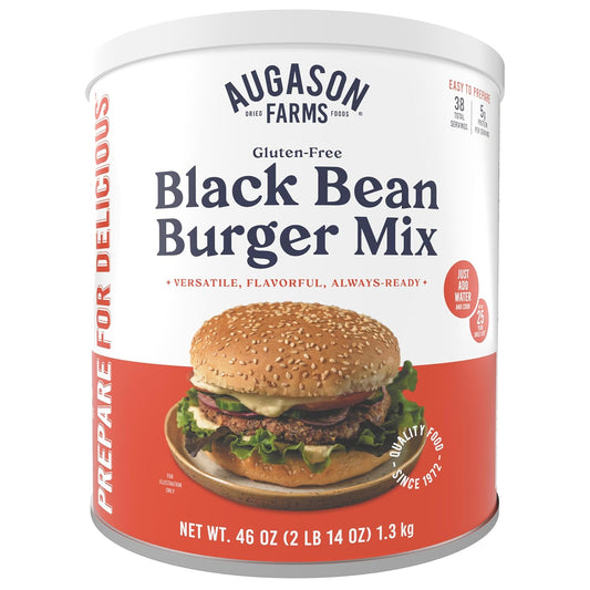 Black Bean Burger Mix Can, Certified Gluten Free, Emergency Food Supply, Everyday Meals, 38 Servings