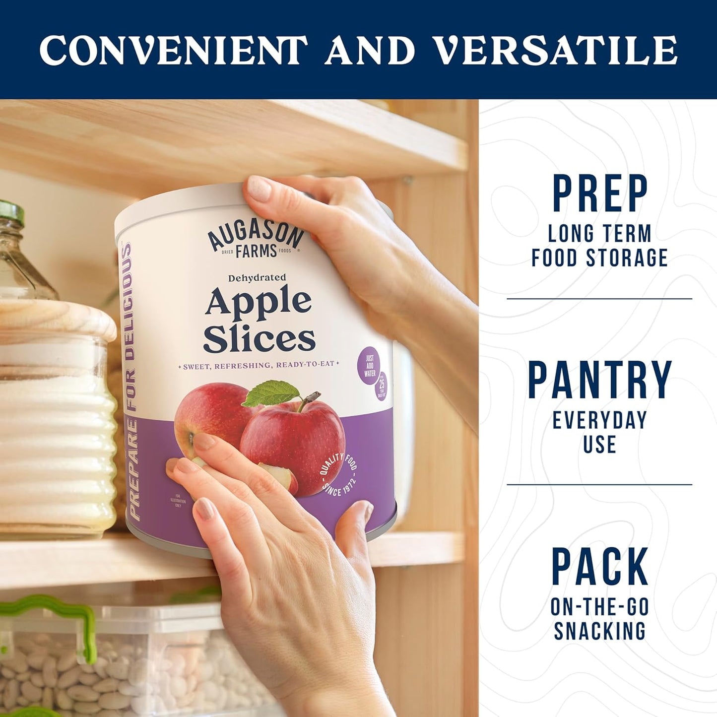 Dehydrated Apple Slices Can - Gluten Free Survival Food with Long Shelf Life - Emergency Food Supply for Camping, Prep & Everyday Meals - 20 Servings