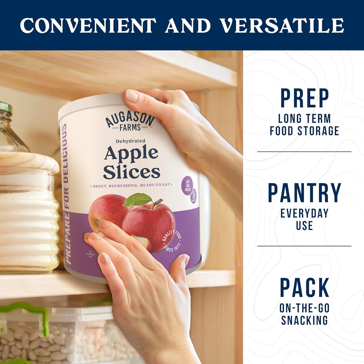 Dehydrated Apple Slices Can - Gluten Free Survival Food with Long Shelf Life - Emergency Food Supply for Camping, Prep & Everyday Meals - 20 Servings