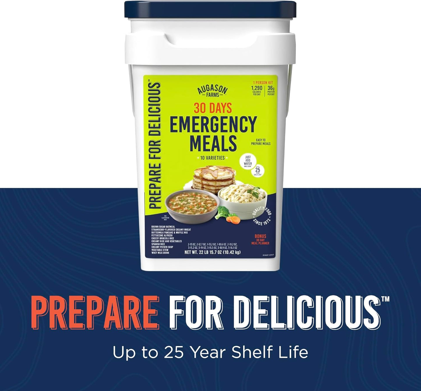 30 Day Emergency Food Supply Kit, Dehydrated Meal Survival Food Bucket for 1 Person - 194 Servings