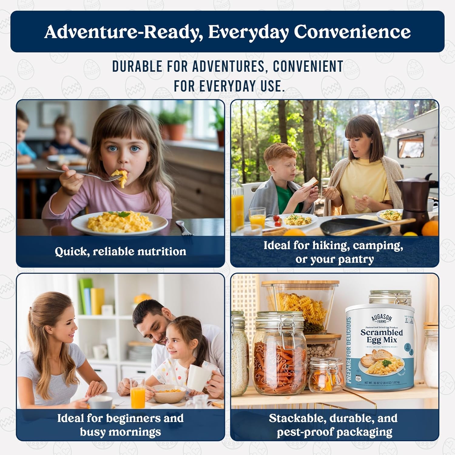 Pasteurized Scrambled Egg Mix Can – Emergency Food Supply, Dehydrated Scrambled Egg for Baking & Camping - Gluten Free Survival Food with Long Shelf Life - 57 Servings