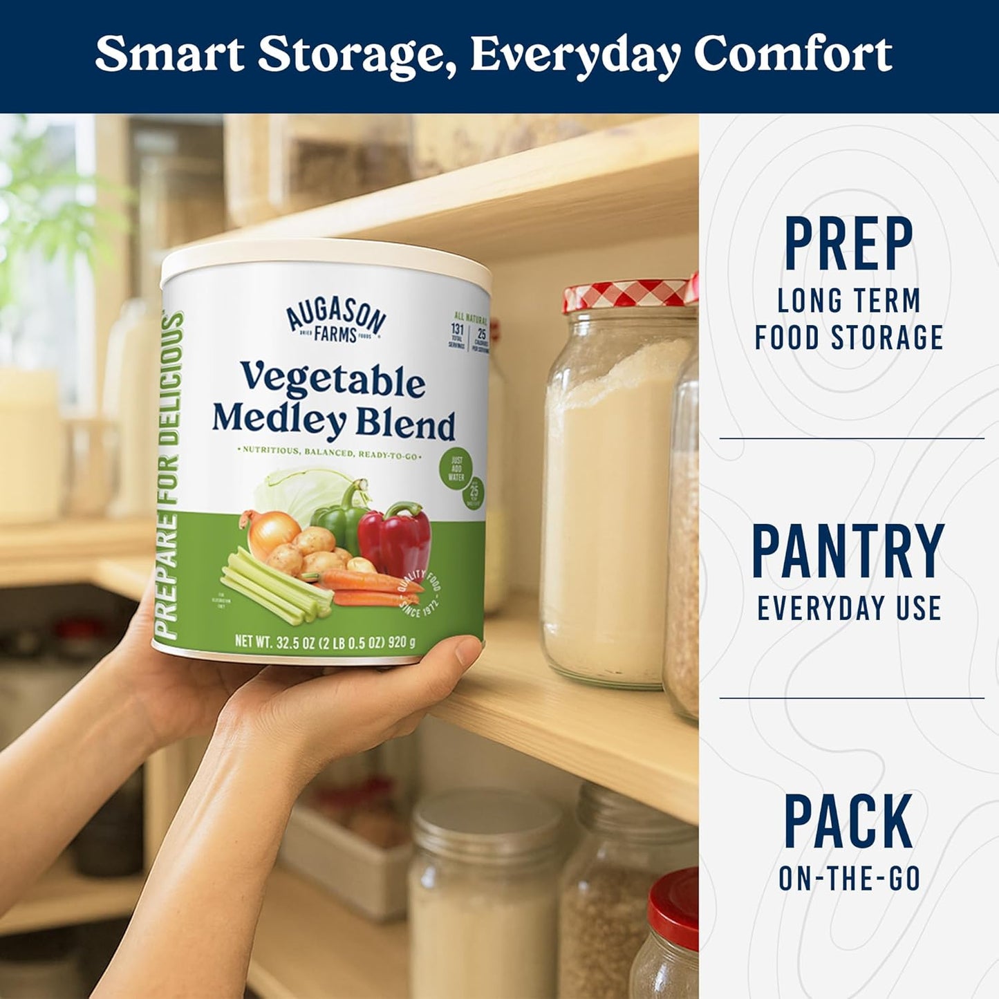 Vegetable Medley Blend Can - Dehydrated Mixed Veggies - Gluten Free Emergency Food Supply with Long Shelf Life for Survival, Disaster Prep & Everyday Meals - 131 Servings