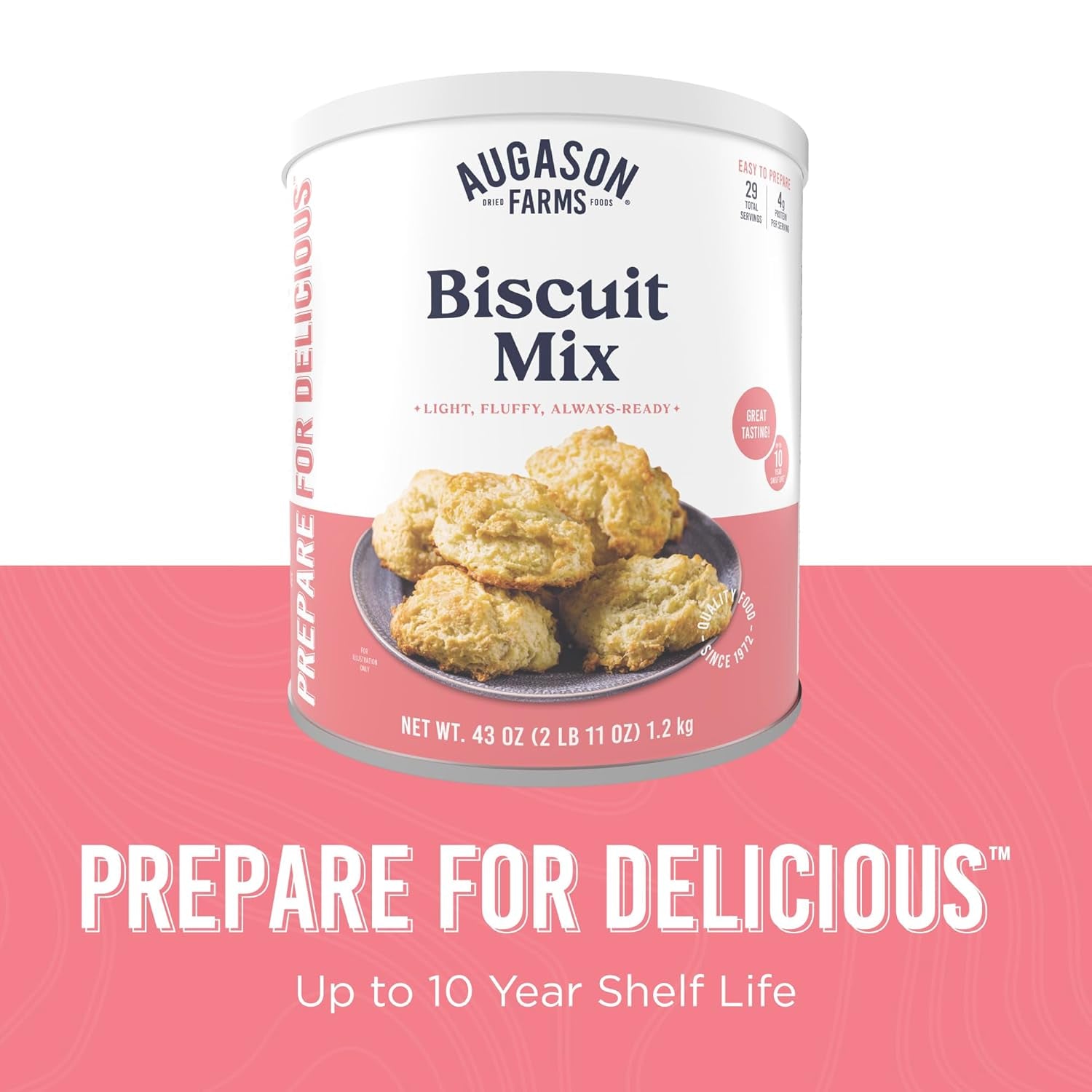 Buttermilk Biscuit Mix Can Emergency Food Supply, 29 Servings, 10 Year Shelf Life - Biscuit Mix Just Add Water and Baking Powder