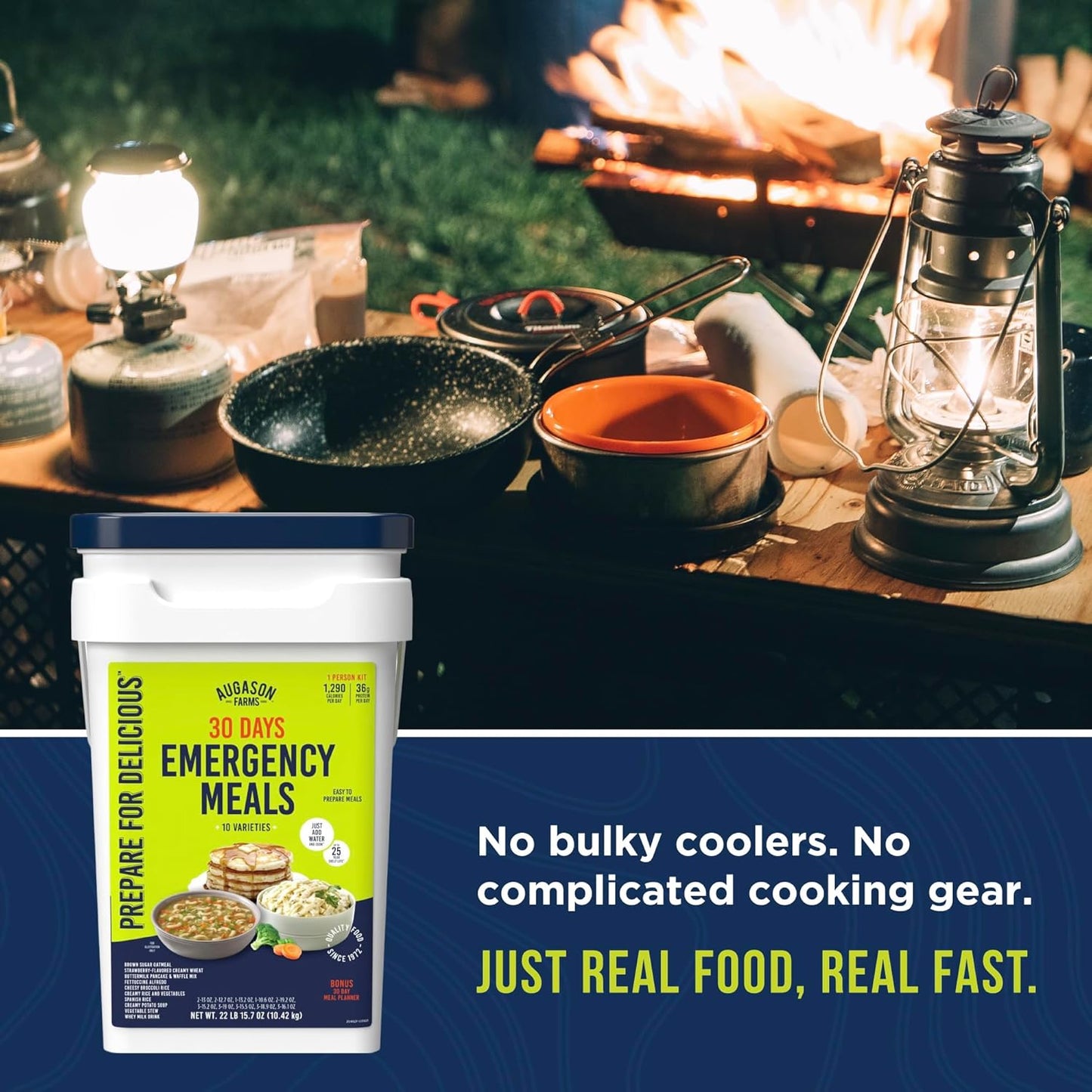 30 Day Emergency Food Supply Kit, Dehydrated Meal Survival Food Bucket for 1 Person - 194 Servings